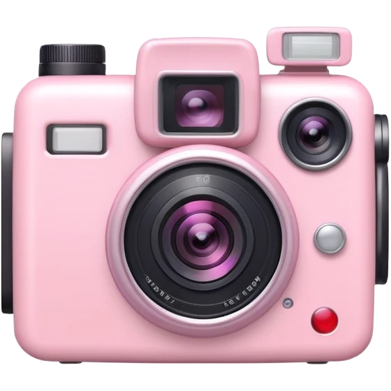 Kawaii light pink video camera with cute face emoji