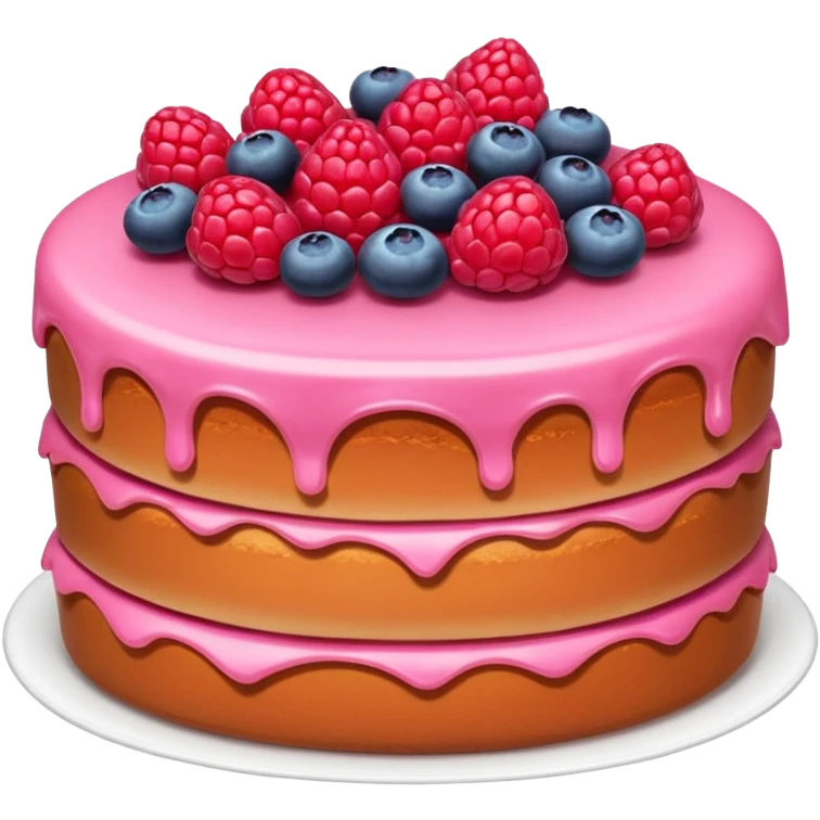 Una torta rosa con sopra mirtilli e lamponi emoji