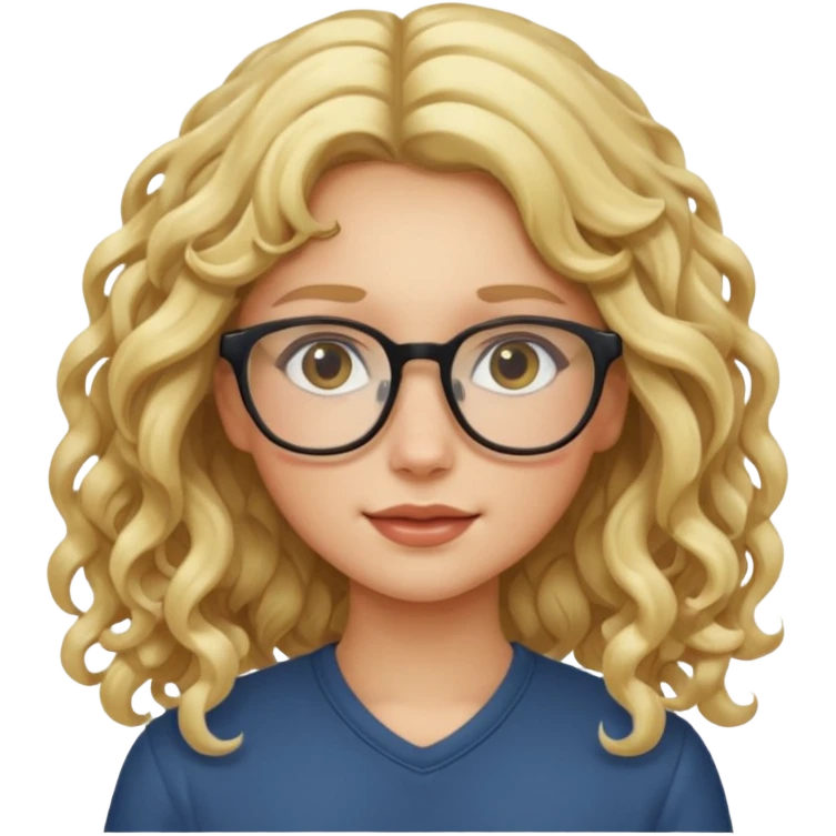blond girl with glasses long curly hair emoji