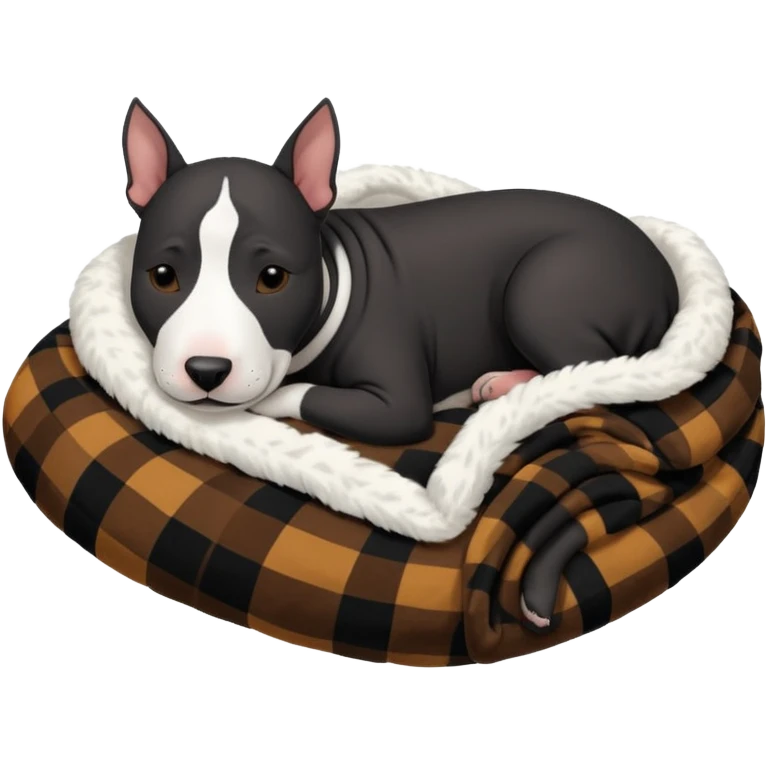 black bull terrier sleeping cozy with blanket  emoji