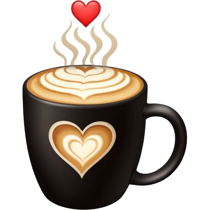 Coffee latte art in a black mug emoji