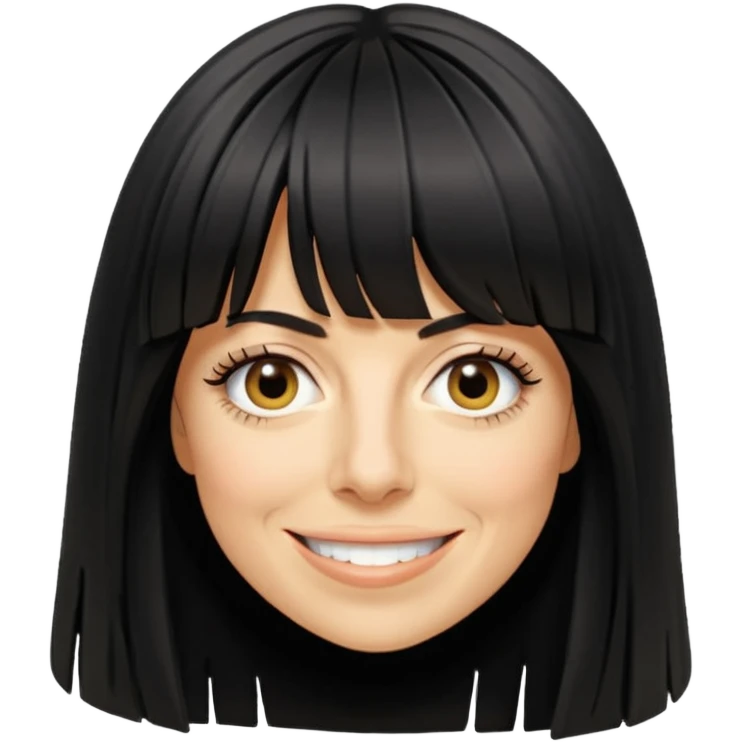 Claudia Winkleman with a very thick long fringe emoji