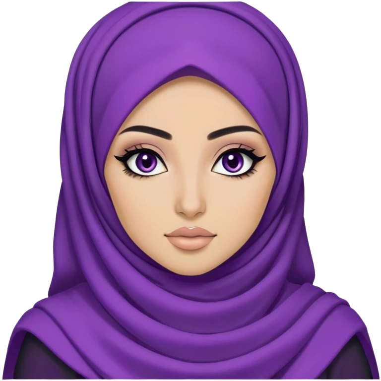 purple hijabi baddie,pretty, makeup, black eyeliner, long hair emoji