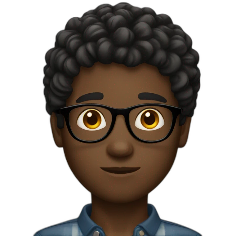Black boy normal hair glasses emoji