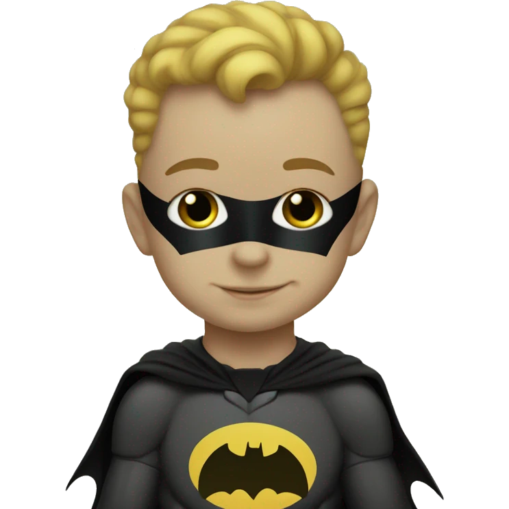  Baby cartoon Batman with 6 small size, yellow color hearts around him emoji