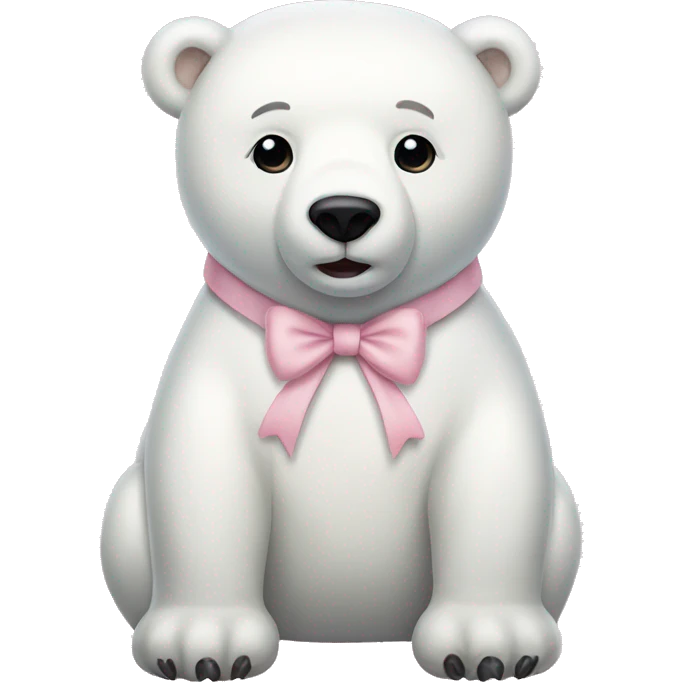white polar bear wearing light pink pajamas and a bow in its hair emoji
