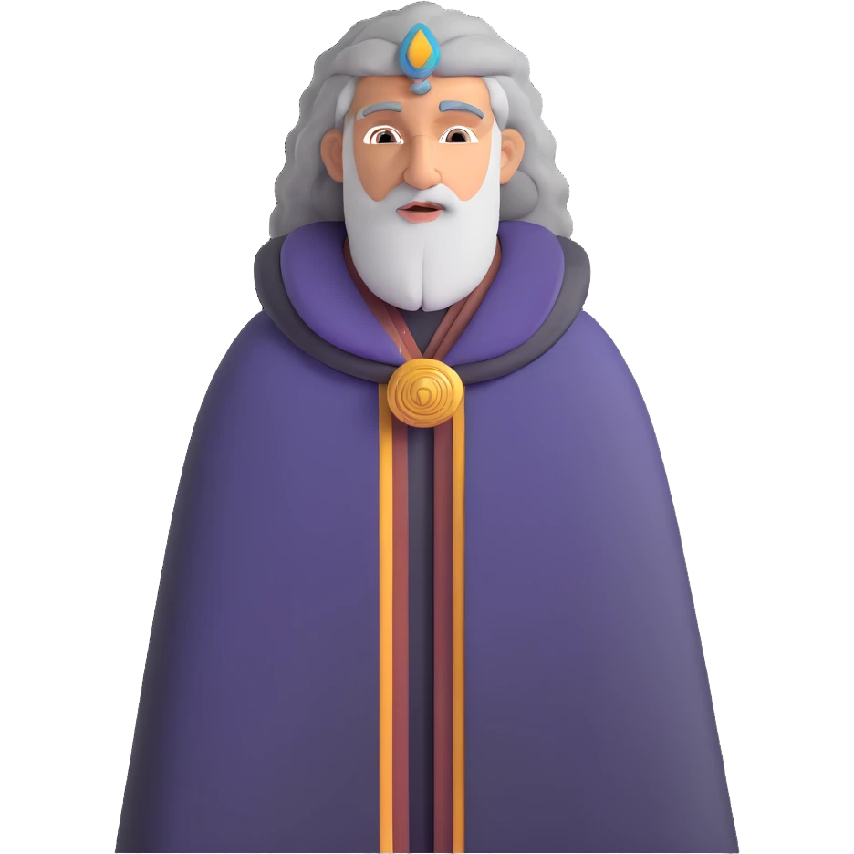 profile portrait of an Egyptian historian with long curly grey hair, wearing an Egyptian cloak, large aquiline nose emoji