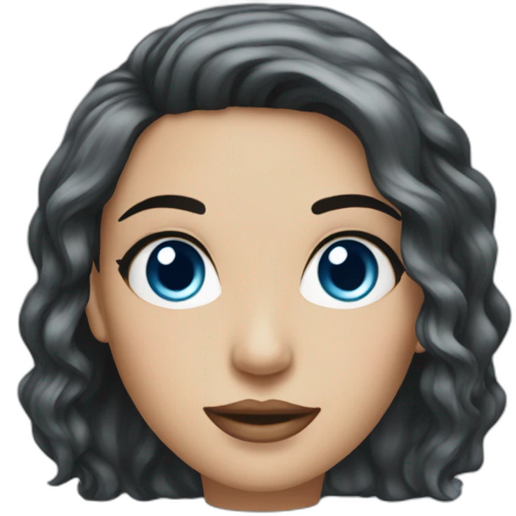 a beautiful women with wavey black hair and blue eye emoji