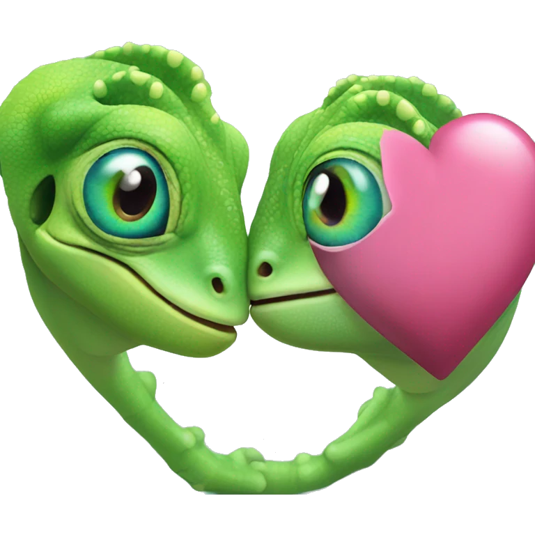 2 chameleons big heart between them emoji
