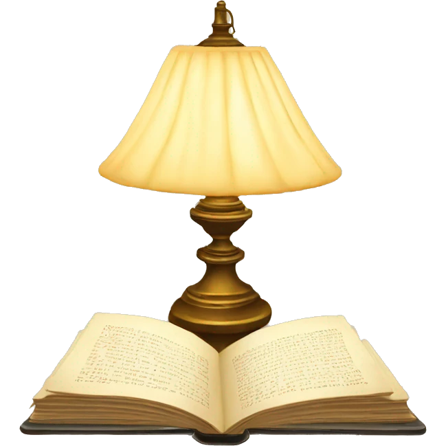 vintage lamp with open book emoji