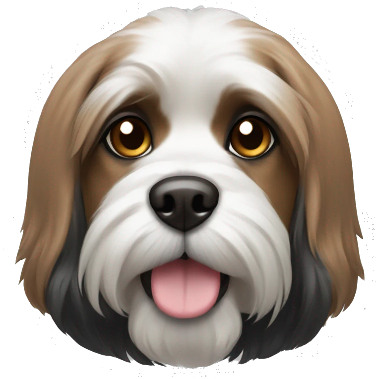 Brown, black and white lasa apso dog emoji