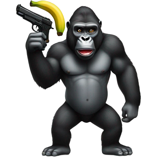 Gay gorilla holding banana gun emoji