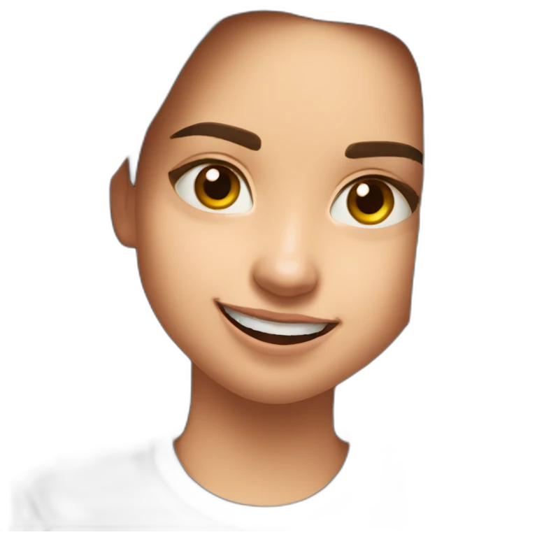 Spaniard Teenager girl long Brown straight hair funny face smiling taking selfie wearing nike t-shirt emoji