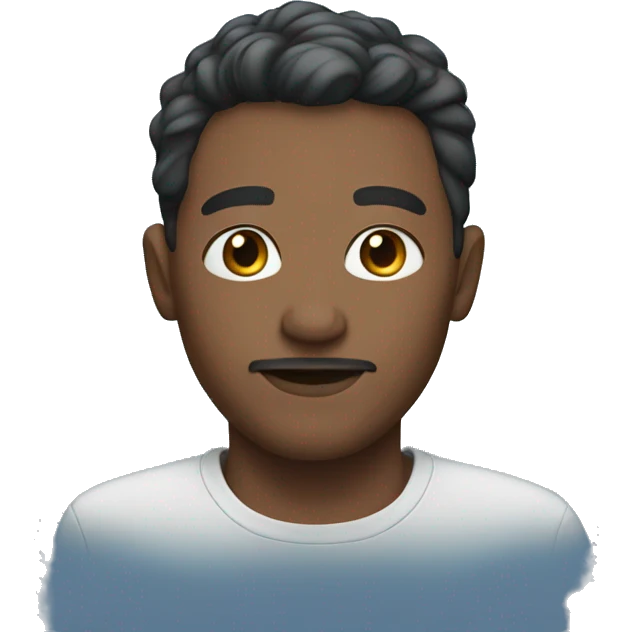 blue background male portrait, no beard, small eyes emoji