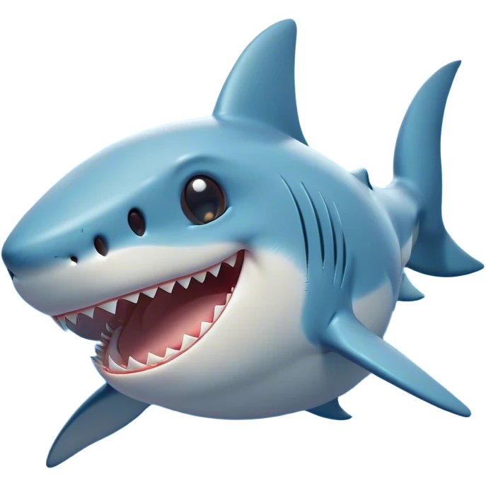 Cinematic Cute Yawning Shark Portrait Emoji, Head tilted slightly with a dramatic, wide-open yawn, showcasing a soft, streamlined body with gently drooping fins and eyes barely open in drowsy contentment, Simplified yet irresistibly adorable features, highly detailed, glowing with a soft, cozy glow, high shine, relaxed yet expressive, stylized with a touch of aquatic charm, bright and endearing, soft glowing outline, capturing the essence of a sleepy yet affectionate shark, so drowsy it feels like it could float right out of the screen and curl up for a nap! emoji