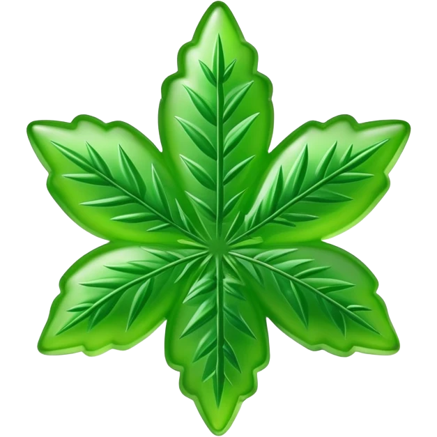generate an emoji-style image of a gusher gummy shaped like a marijuana flower emoji