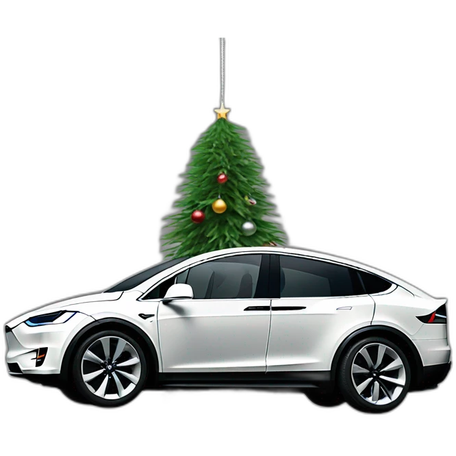 Tesla Model X as hanging Christmas tree decoration emoji