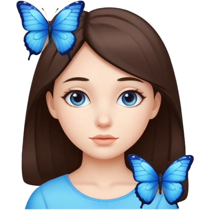 Girl have Blue butterfly  emoji