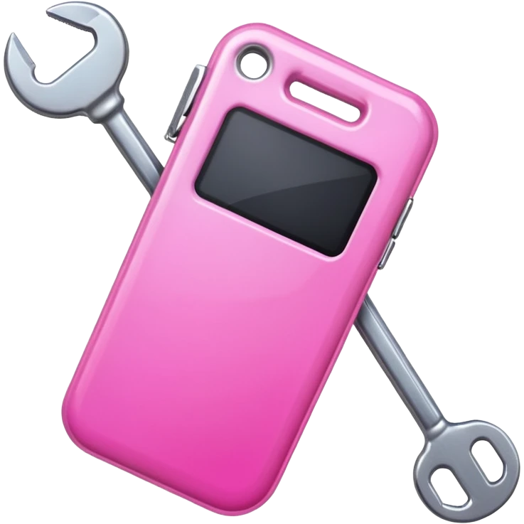 pink cellphone with a wrench emoji
