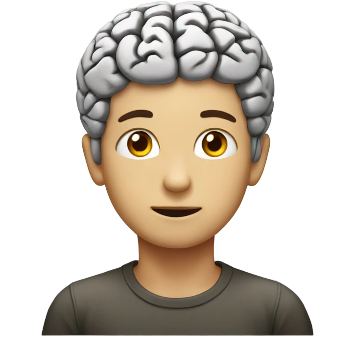 boy with big brain on top of head emoji