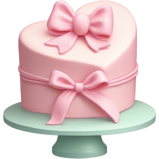 Pastel pink heart shaped cake with fancy icing and bows emoji
