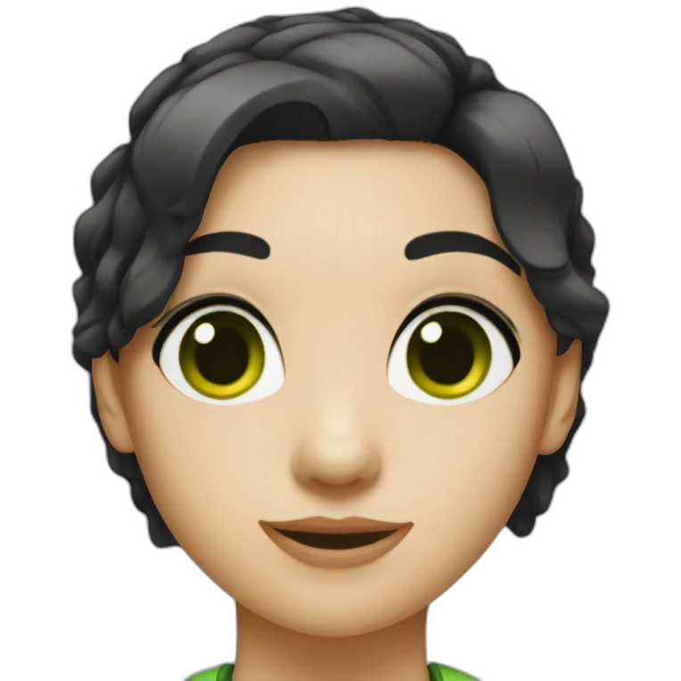 girl with short black hairs and green eyes emoji
