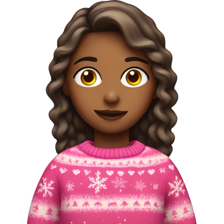 Girl wearing a pink Christmas jumper emoji