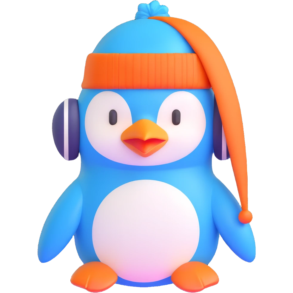 blue penguin winter hat with ear flaps emoji