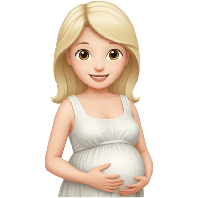 Беременная девушка в белом платье emoji