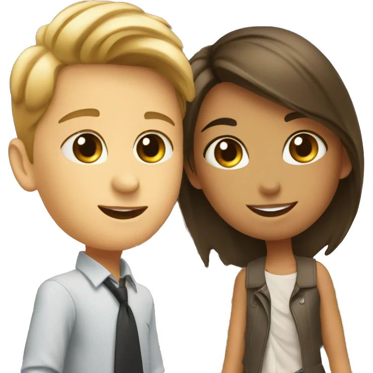 Girl and boy in front of eiffel tower emoji