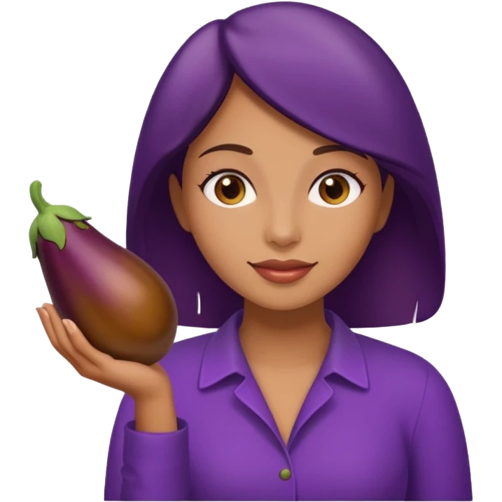 Mulher,com uma berinjela na mão,só uma b emoji