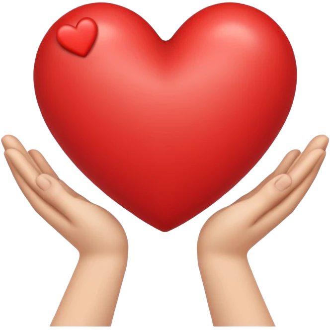 two hands holding with a heart emoji