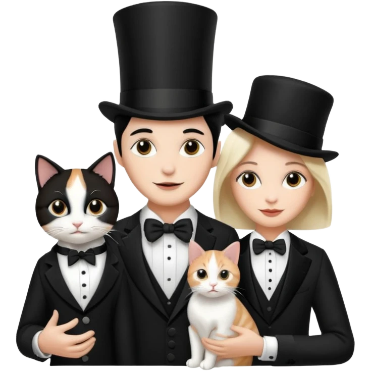magician couple and their pet cat emoji