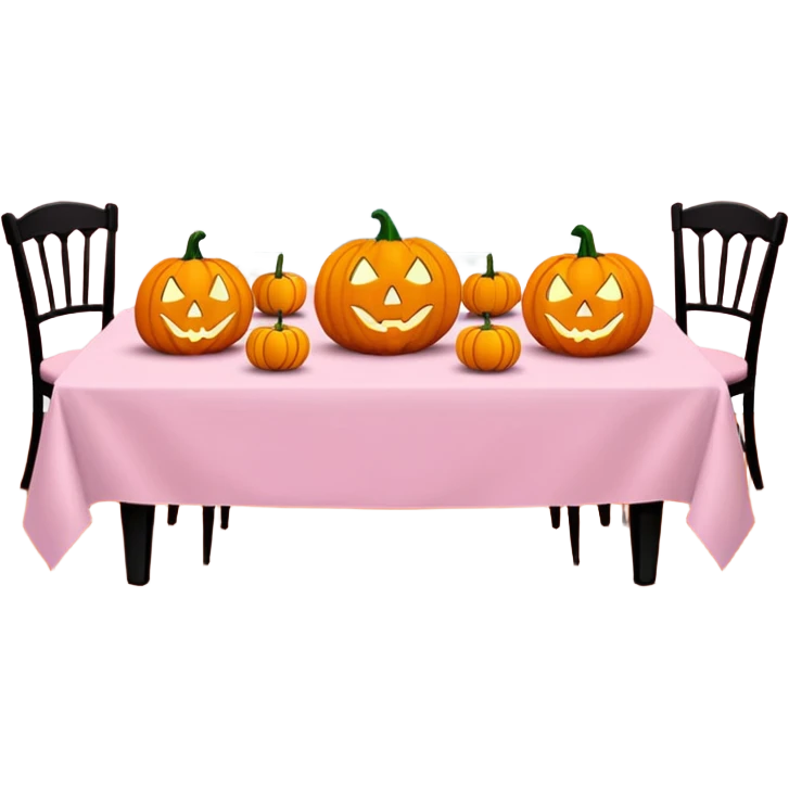 pastel pink halloween table setup emoji
