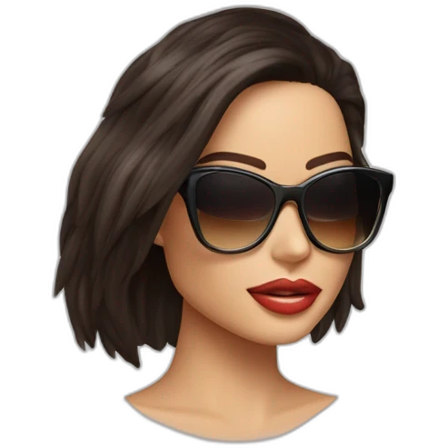 adriana lima, con cabello largo a la cintura y liso, con lentes claros emoji