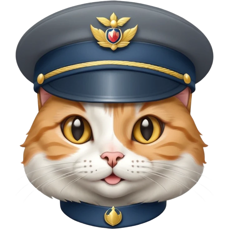 cat with a smirk wearing a cadet hat emoji