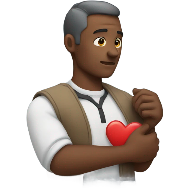 Father holds his heart in his arm emoji