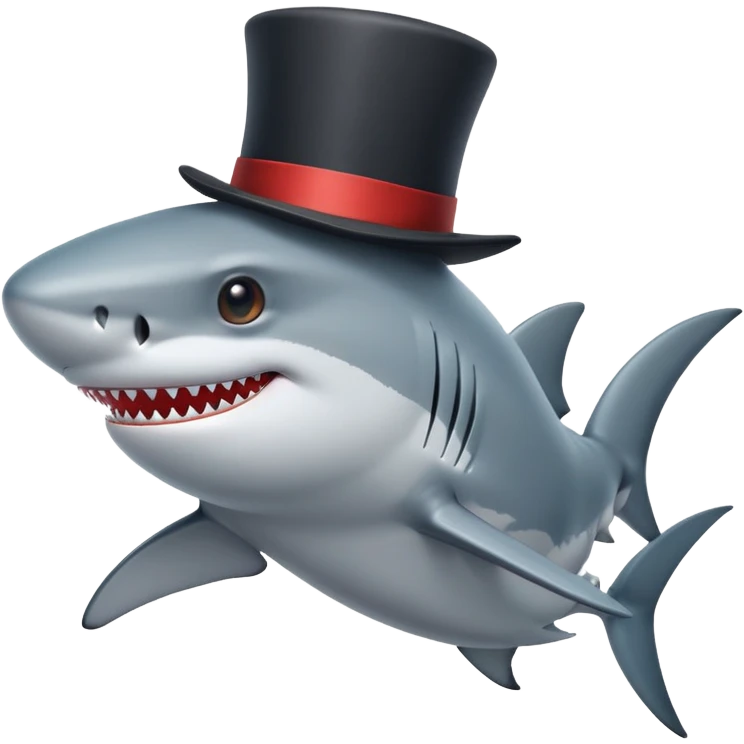 Shark with a top hat emoji