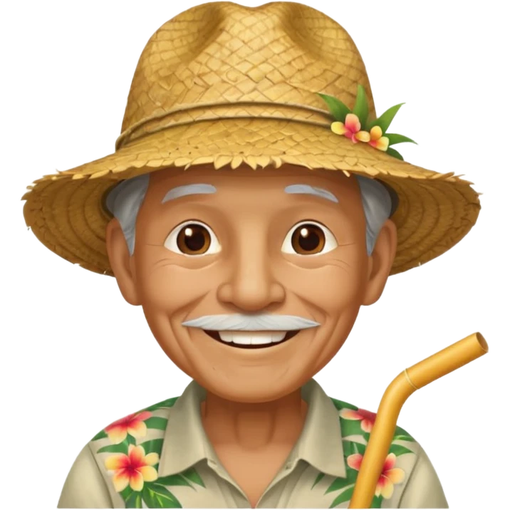 hawaiian old man with hat emoji