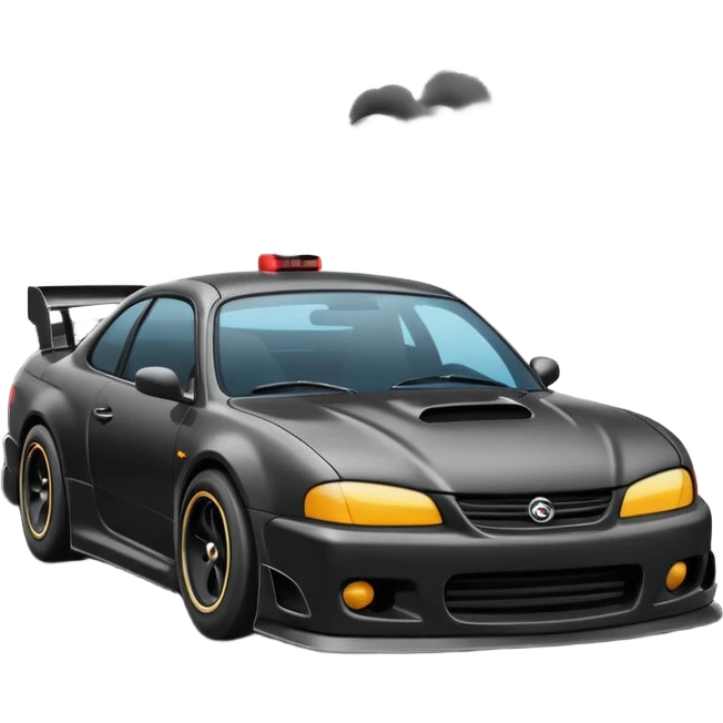 Emoji of a drifting car on a race track with tire smoke emoji