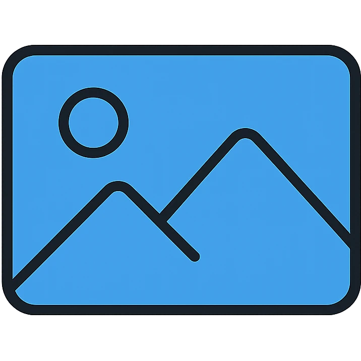 minimal blue color image placeholder icon, modern and clean style emoji