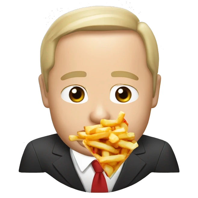 Vladimir Poutine qui mange une poutine emoji