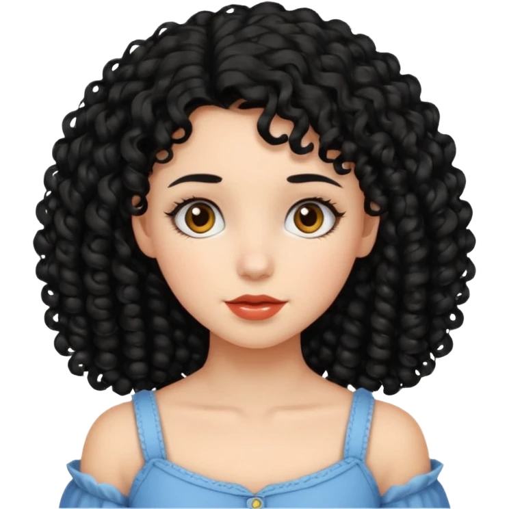 Menina de cabelo cacheado preto e abaixo do ombro  emoji