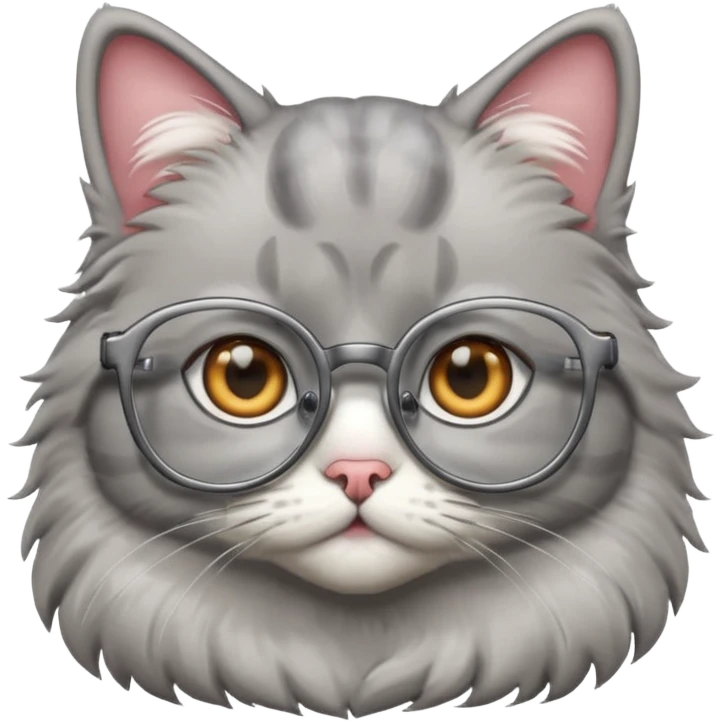 grey cat with glasses emoji