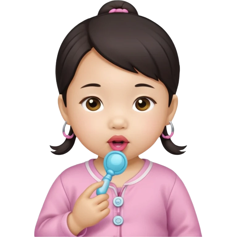a asian baby girl with pacifier emoji