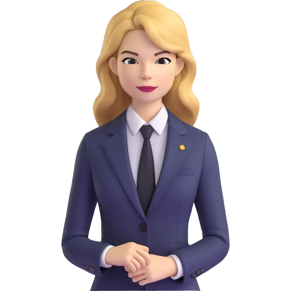 Michelle Monaghan with honey blonde hair as CEO in business suit emoji