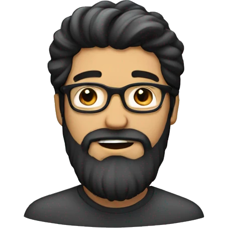 handsome man with full beard having black coloured hair and spectacles  emoji