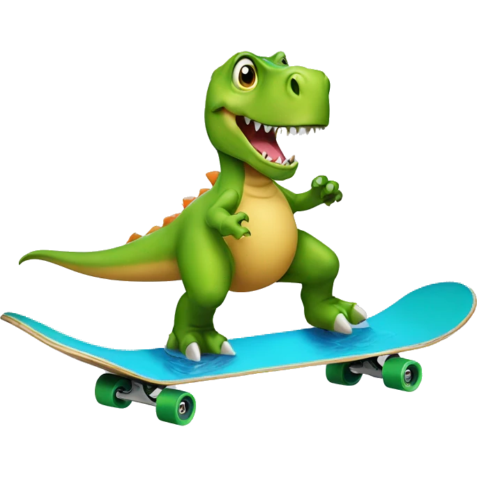 A dinosaur on a skateboard in the water emoji