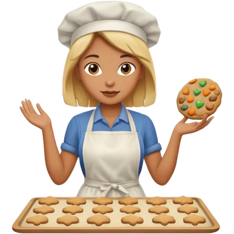 Woman baking fall cookies emoji