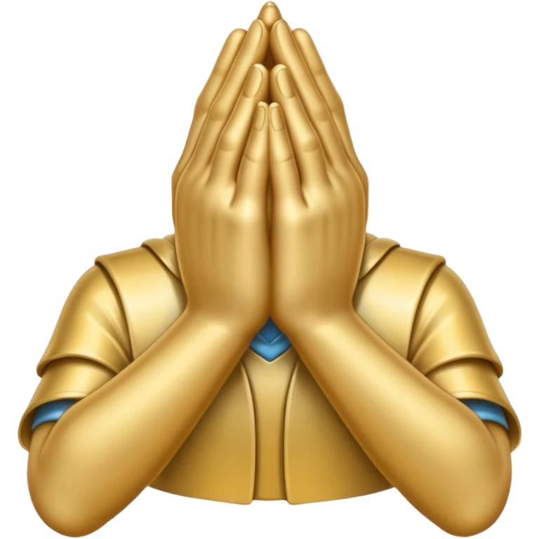Emoji-style praying metallic hands, realistic proportions, clean outlines emoji